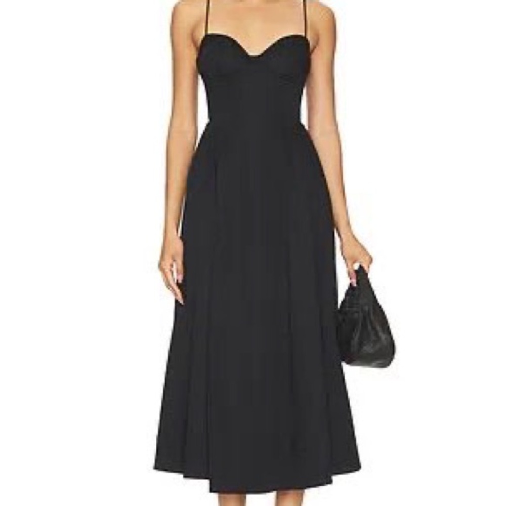MISHA Casandra Midi Spaghetti Strap Dress in Black size 2 - Picture 2 of 6